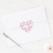 Sticker Cœur Ours polaire Baby shower fille rose (Enveloppe)