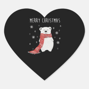 Sticker Cœur Ours polaire mignon Joyeux Noël Noël