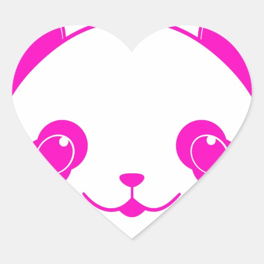Sticker Cœur Ours rose Kawaii Panda (Devant)