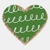 Sticker Cœur Pailleté doré blanc vert abstrait (Devant)