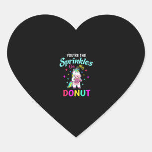 Sticker Cœur Paillettes de licorne mignonne sur votre beignet E