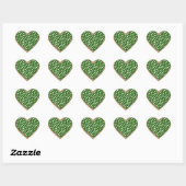Sticker Cœur Paillettes dorées points verts blancs (Feuille)