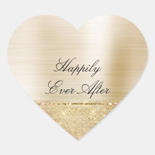 Sticker Cœur Paillettes Glam Or (Devant)