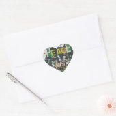 Sticker Cœur Paix et amour verts (Enveloppe)