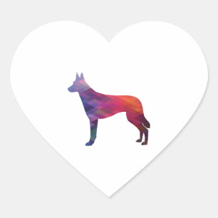 Sticker Cœur Palette géométrique de la race de chiens malinois