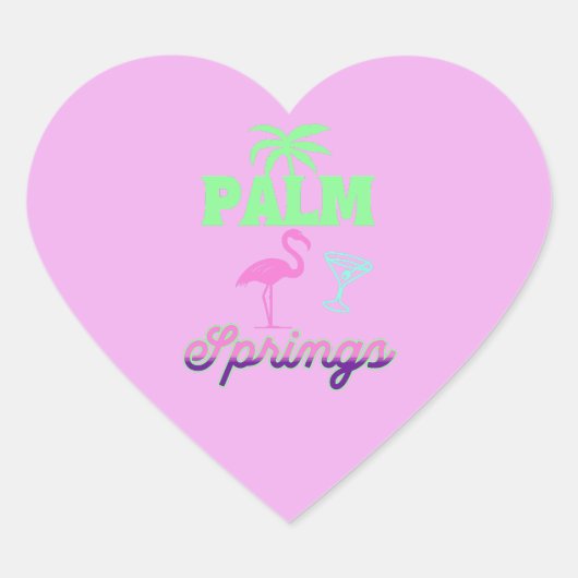 Sticker Cœur palm springs bachelorette party retro pink (Devant)