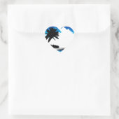 Sticker Cœur Palmier blanc noir bleu Silhouette (Sac)