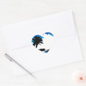 Sticker Cœur Palmier blanc noir bleu Silhouette (Enveloppe)
