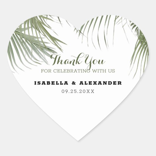 Sticker Cœur Palmiers exotiques (Devant)