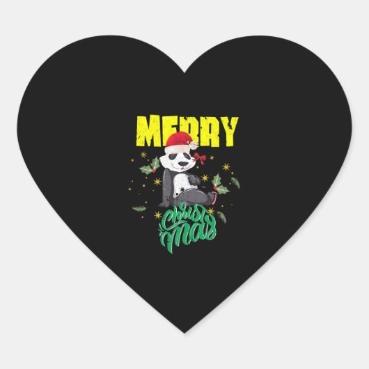 Sticker Cœur Panda de Noël (Devant)