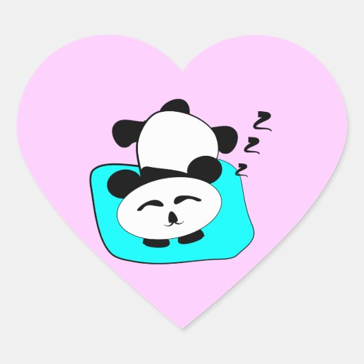Sticker Cœur Panda dormant (Devant)