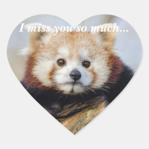 Sticker Cœur Panda Rouge Mignonne Vous Manque Tellement