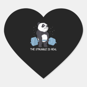 Sticker Cœur Panda Struggle Est Véritable Ours Deadlift Gym Drô