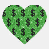 Sticker Cœur Panneau Dollar Noir Argent Entrepreneur Wall Stree (Devant)