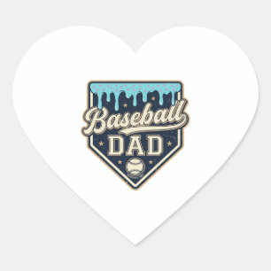 Sticker Cœur Papa Baseball Drippy Plaque de Base Vintage Vector