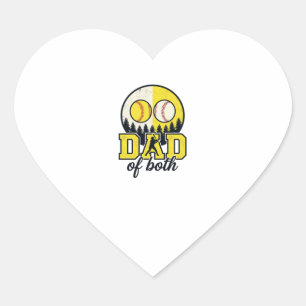 Sticker Cœur Papa Baseball Softball des Deux Conception Vectori