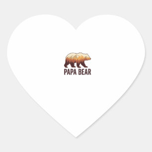 Sticker Cœur Papa Bear silhouette ours vintage forêt T-Shirt_1