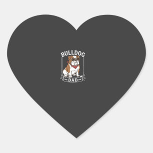 Sticker Cœur Papa Bouledogue Chien Lunettes de soleil Bandana