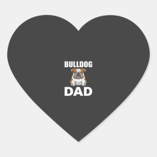 Sticker Cœur Papa Bouledogue Dessin Animé Amateur de Chien