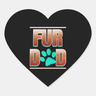 Sticker Cœur Papa De Fourrure cool Avec Paw De Chat Le Jour