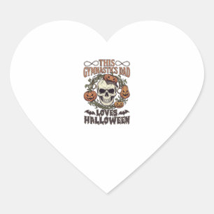 Sticker Cœur Papa de gymnastique aime Halloween crâne citrouill