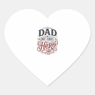 Sticker Cœur Papa Mon Premier Héros Chemise Vintage Typographie