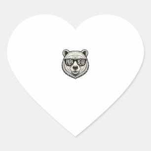Sticker Cœur Papa ours Lunettes de soleil Ours Tête Vector Desi