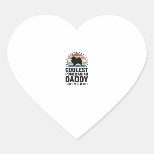 Sticker Cœur Papa Pomeranian le plus cool T-shirt vintage pour