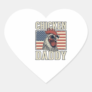 Sticker Cœur Papa Poule Coq Vintage Patriotique
