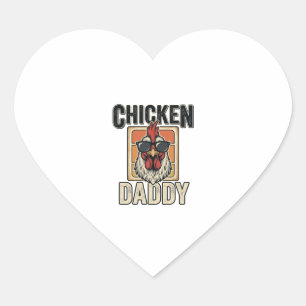Sticker Cœur Papa Poule Drôle Coq Vintage Vecteur Chemise_1