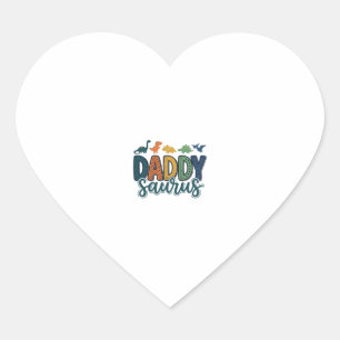 Sticker Cœur Papa Saurus Mignon Papa Dinosaure Conception Vecto