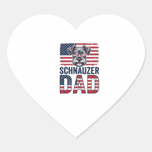 Sticker Cœur Papa Schnauzer Patriotique Vintage Chien