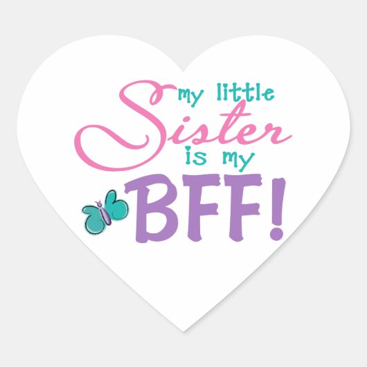 Sticker Cœur Papillon BFF petite soeur (Devant)