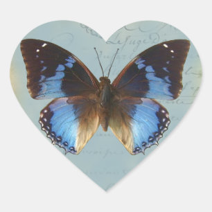 Sticker Cœur Papillon bleu