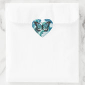 Sticker Cœur Papillon bleu et turquoise (Sac)