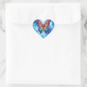 Sticker Cœur Papillon Bleu Orange ailes (Sac)