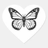 Sticker Cœur Papillon Noir et Blanc (Devant)