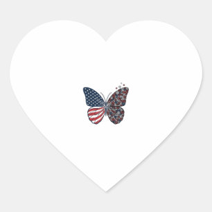 Sticker Cœur Papillon patriotique vintage de la paix Vector Art