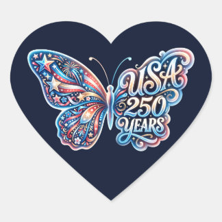 Sticker Cœur Papillon pour le 250e anniversaire des États-Unis