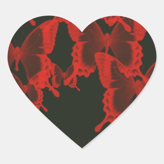 Sticker Cœur papillon rouge de l'arrière - plan de nuit sombre (Devant)