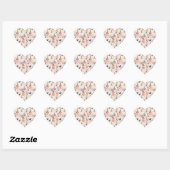 Sticker Cœur Papillon Tour Eiffel et Motif Rose (Feuille)