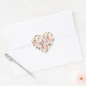 Sticker Cœur Papillon Tour Eiffel et Motif Rose (Enveloppe)