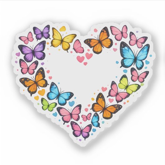 Sticker Cœur Papillon Vibrant Coloré (Devant)