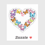Sticker Cœur Papillon Vibrant Coloré (Feuille)