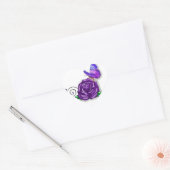 Sticker Cœur Papillon violet et conception Rose (Enveloppe)