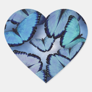 Sticker Cœur Papillons bleu Morpho