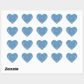 Sticker Cœur Papillons bleus Abstraits (Feuille)