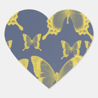 Sticker Cœur papillons jaunes en jaune