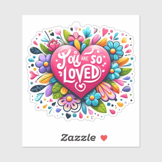 Sticker Coeur parmi les fleurs inspire l'amour (Feuille)