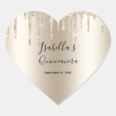 Sticker Cœur Parties scintillant à goutte de champagne Elégante (Devant)